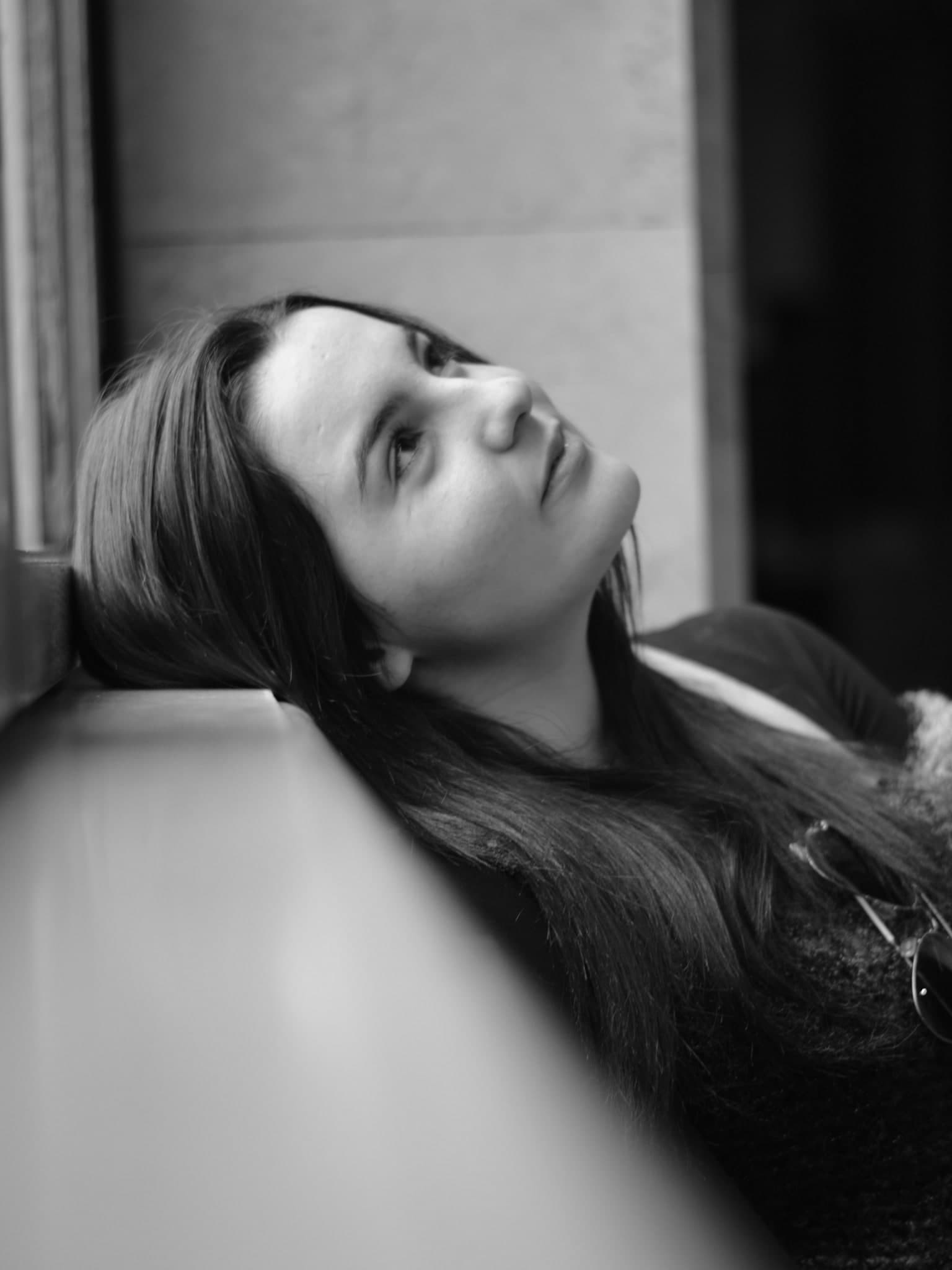 Aliki posing for an early portrait during the photoshoot, 2014